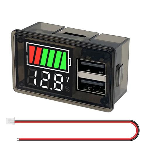 Giantdeer DC 8-30V Digitales Voltmeter mit LED-Anzeige, Geeignet für Blei-Säure-Batterie und Lithium-Batterie, Spannungsmesser mit 20W Dual USB Ports von Giantdeer