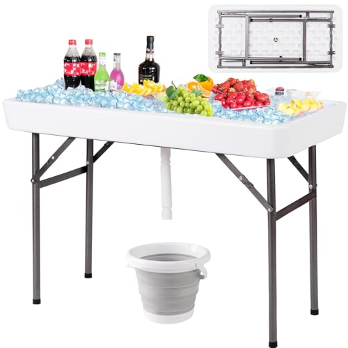 Giantex Faltbarer Eiskühltisch mit Abfluss und Eimer, abnehmbarer Rock, keine Montage, tragbarer Füll- und Kühltisch für Lebensmittel, Getränke, faltbar, Party-Eisbehälter für Camping, Grillen, 1,2 m Giantex Faltbarer Eiskühltisch mit Abfluss und Eimer, abnehmbarer Rock, keine Montage, tragbarer Füll- und Kühltisch für Lebensmittel, Getränke, faltbar, Party-Eisbehälter für Camping, Grillen, 1,2 m von Giantex