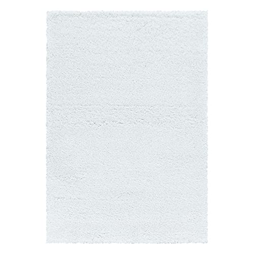 Giantore Teppich 140 x 200 cm Weiß 50 mm Hochflor/Flauschiger Teppich aus hochwertigem Polypropylen/Teppich flauschig als Schlafzimmer, Kinderzimmer oder Wohnzimmerteppich von Giantore