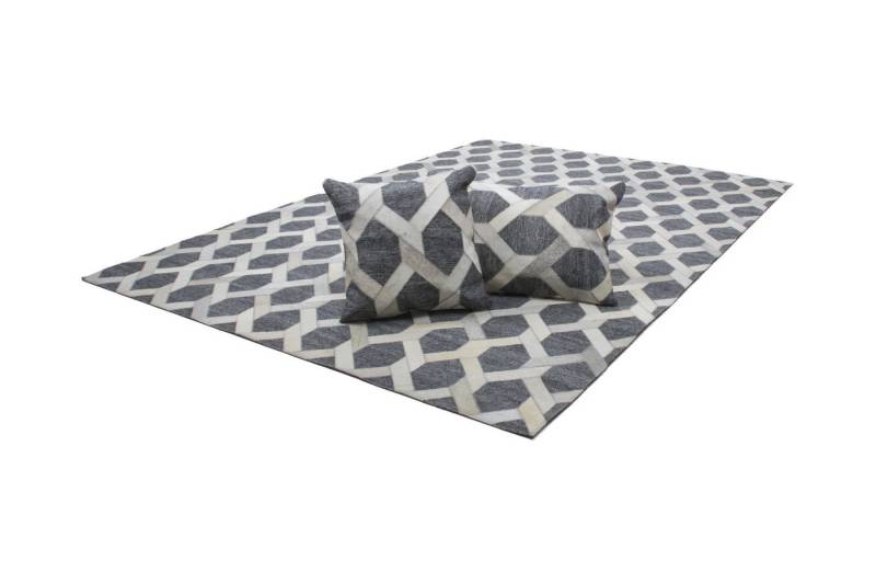 Giantore Teppich Chimera 125 Elfenbein 120cm x 170cm, rechteckig, Materialmix aus Viskose und Leder, handgefertigtes Unikat von Giantore