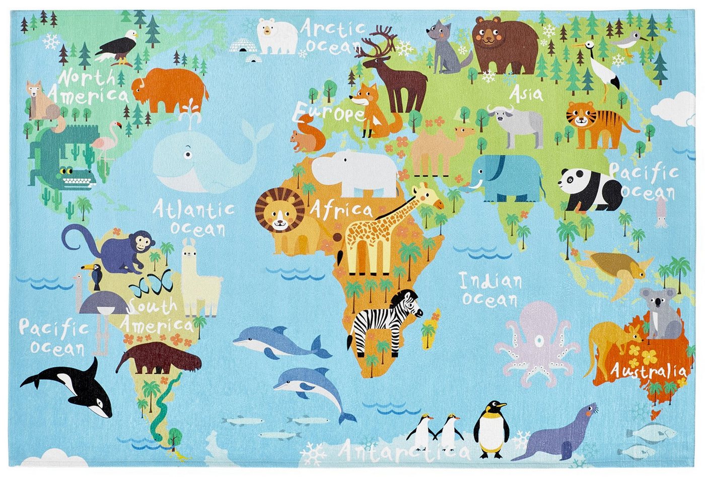 Giantore Teppich Sympathy Kids 243 World Map 120cm x 170cm, rechteckig, detailreich bedruckter Kinderteppich, Anti-Rutsch-Beschichtung Giantore Teppich Sympathy Kids 243 World Map 120cm x 170cm, rechteckig, detailreich bedruckter Kinderteppich, Anti-Rutsch-Beschichtung von Giantore