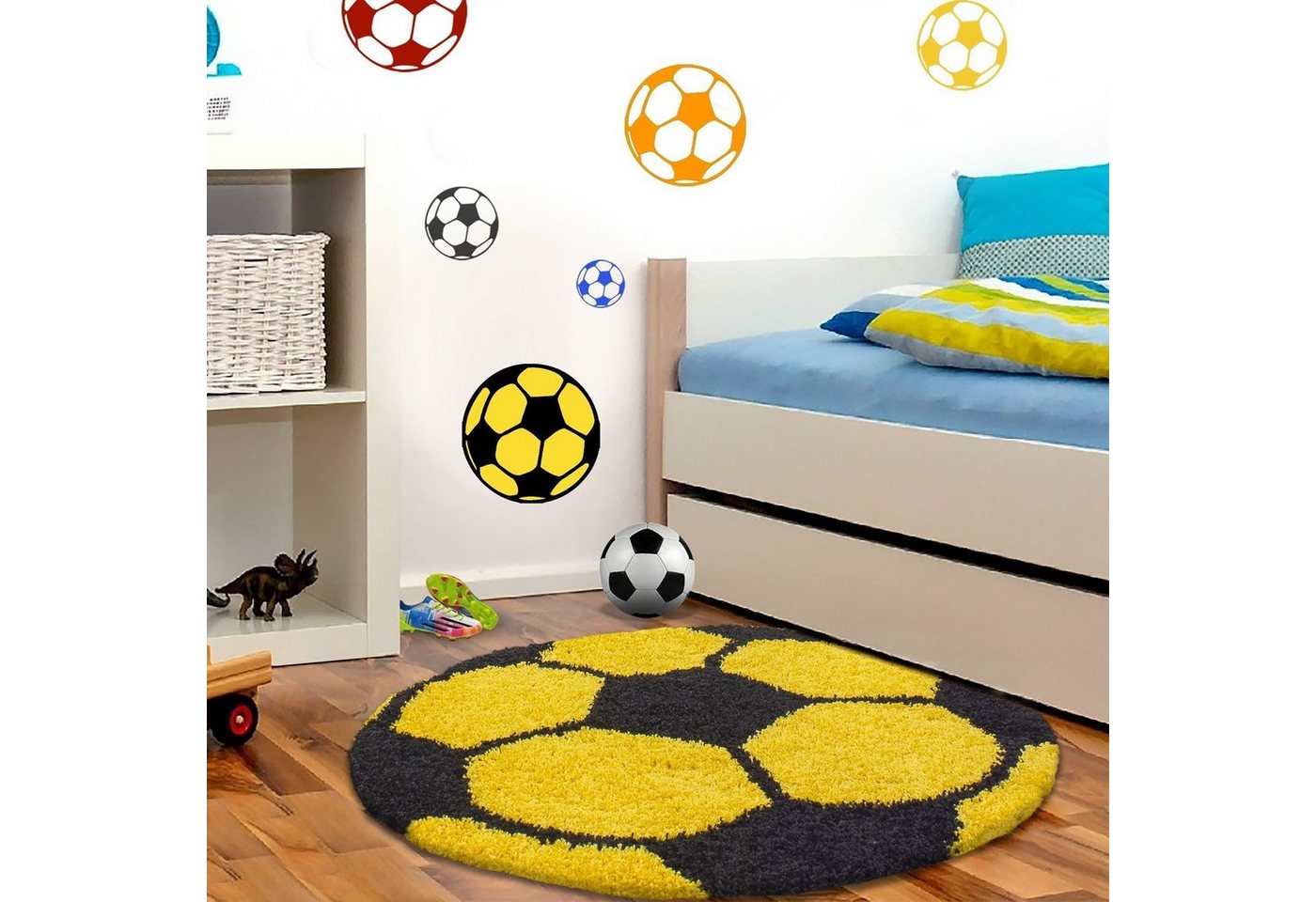 Kinderteppich für Fußballfans, Fußballteppich, absoluter Hingucker, Giantore, Rund, Höhe: 30 mm von Giantore