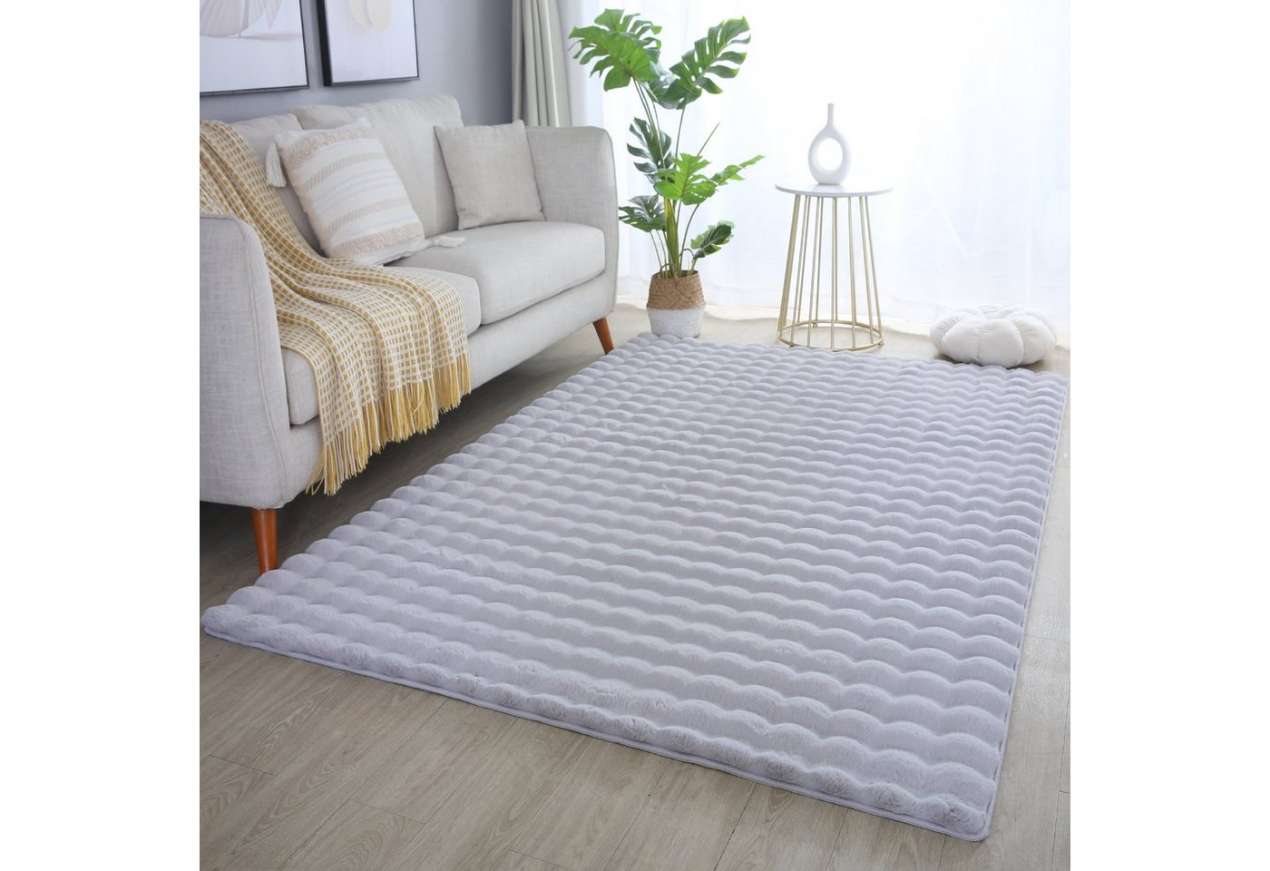 Langflor-Teppich 3D-Plüschteppich, super soft, pflegeleicht, 25 mm Florhöhe, Giantore von Giantore