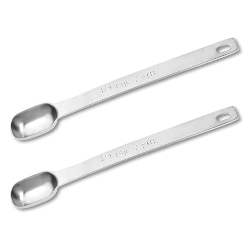 Giantree 1/2 Teelöffel Einzelmesslöffel aus Edelstahl 2,5 ml Teelöffel Rechteckige Einzelmesslöffel Rechteckige Messlöffel Mini Löffel Gewürzlöffel Mini (2.5ML) von Giantree