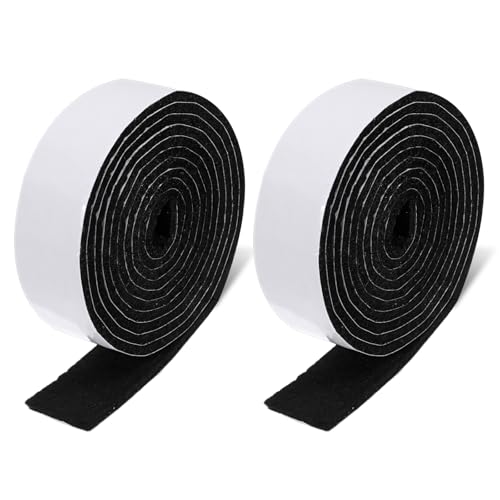Giantree 2 Rolle Filzstreifen Selbstklebend, 1,5m x 2,5cm Filzgleiter Filzband Rolle Filzklebeband Schwarz Filzrolle selbstklebend für Hartholzböden zur Vermeidung von Kratzern Schalldämmung von Giantree