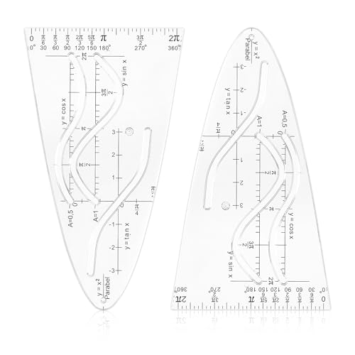 Giantree 2 Stück Parabelschablone Mathe, Multifunktionales Kurvenschablone Parabel Lineal Normalparabel Schablone Geometrie Lineal Mathematisches Bruchsicher Mathegeometrieset Parabel Schablone(2) von Giantree