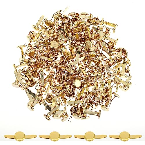 Giantree 200 Stück Mini Brads, Musterklammern Metall Runde Gold/Silber/Farbe Musterklammern rundkopfklammern für Scrapbooking Papier Briefklammern Basteln HandwerkDIY Kunsthandwerk 17 x 8mm (Gold) von Giantree