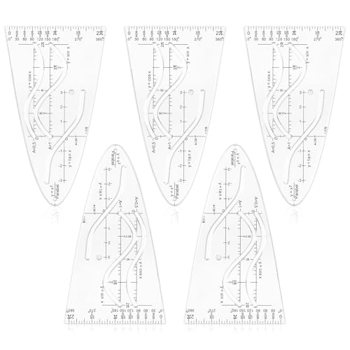 Giantree 5 Stück Parabelschablone Mathe, Multifunktionales Kurvenschablone Parabel Lineal Normalparabel Schablone Geometrie Lineal Mathematisches Bruchsicher Mathegeometrieset Parabel Schablone(5) von Giantree