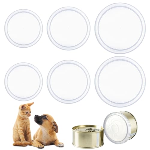 Giantree 6 Stück Deckel für Dosen, Transparenten Dosendeckel Set 3 Grössen 100mm 85mm 75mm Robuste Waschbar Dosenverschluss für 400g Dosen / 800g Dosen für Katzenfutter Hundefutt(6) von Giantree