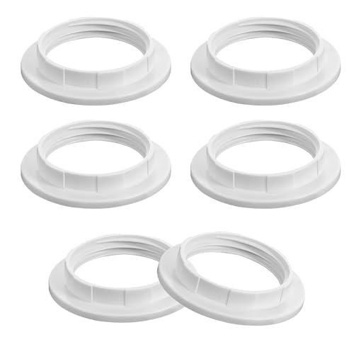 Giantree 6 Stück Lampenschirm Ring Konverter, Schraubring für Lampenschirm, Kunststoff Lampenschirm Ring Kragen Ring für Lampenschirm für Lampenschirm Halterung Tischlampe Deckenleuchten (weiß) von Giantree