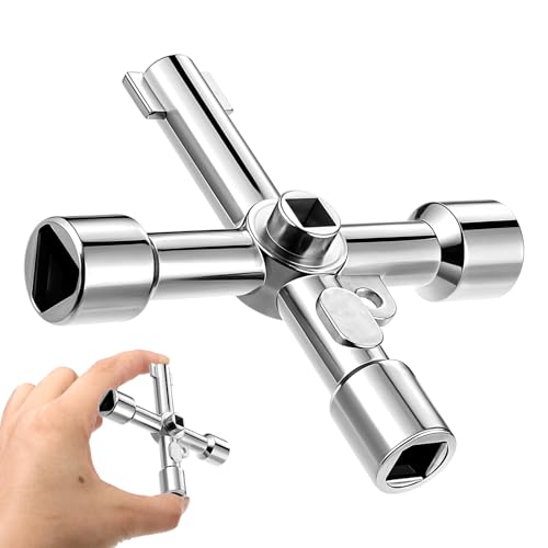 Giantree Multifunktionaler Dreikantschlüssel, 5-in-1 Schaltschrankschlüssel, Multifunktionsschlüssel Universalschlüssel Kreuzschlüssel für Absperrpfosten Elektrische Wasser Gas Meter Box Schrank von Giantree