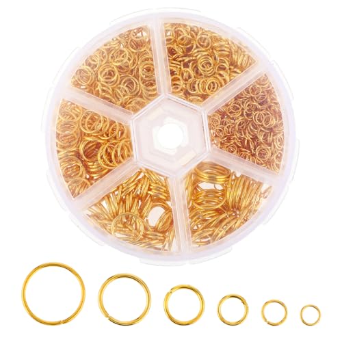 Giantree Offene Biegeringe Metall-O-Ring,Schmuckherstellung Ringe Gold Silber Sprung Ringe Schmuck Reparatur Ringe Metall Offene Ringe Schmuck DIY Findings 4mm 5mm 6mm 8mm 10mm 12mm (Gold) von Giantree