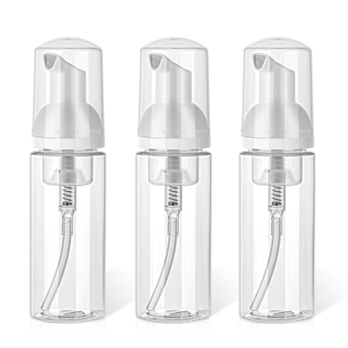 Giantree Schaumseifenspender Leere, 3 Stück Reisegröße klar Leere Flasche 50 ml Klar Schäumende Plastik Pumpflasche Schaum Pumpe Flasche Nachfüllbar Container kleine (50ml transparent) von Giantree