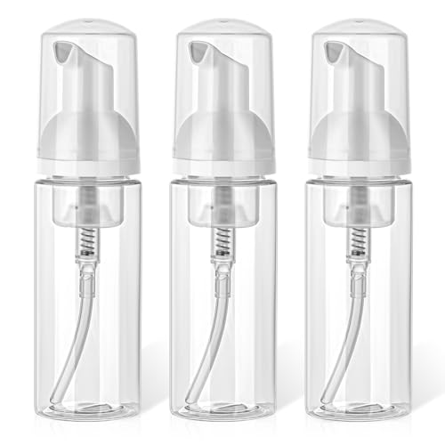 Giantree Schaumseifenspender Leere, 3 Stück Reisegröße klar Leere Flasche 50 ml Klar Schäumende Plastik Pumpflasche Schaum Pumpe Flasche Nachfüllbar Container kleine (60ml transparent) von Giantree