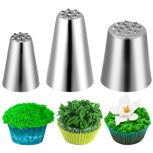 Giantree Spritztüllen Set,3 Stück Russische Spritztüllen Set Profi Aus Edelstahl Kuchendekorationstüllen Mehrweg Backzubehör Sahnespender Diy-Backwerkzeug Für Cupcake Dekoration von Giantree