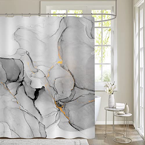 Gibelle Extra Langer Duschvorhang, 72 x 84, hoher Abstrakter Grauer Marmor-Duschvorhang, Moderne Tinte Kunst wasserdichter Stoff Duschvorhang Set mit Haken Gibelle Extra Langer Duschvorhang, 72 x 84, hoher Abstrakter Grauer Marmor-Duschvorhang, Moderne Tinte Kunst wasserdichter Stoff Duschvorhang Set mit Haken von Gibelle