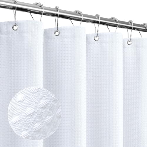 Gibelle Weißer Duschvorhang, Waffelgewebe, strukturierter Stoff, Duschvorhang für Badezimmer – weiches Tuch & Hotel Spa Luxus, wasserabweisend, maschinenwaschbar, 183 x 183 cm, Weiß Gibelle Weißer Duschvorhang, Waffelgewebe, strukturierter Stoff, Duschvorhang für Badezimmer – weiches Tuch & Hotel Spa Luxus, wasserabweisend, maschinenwaschbar, 183 x 183 cm, Weiß von Gibelle