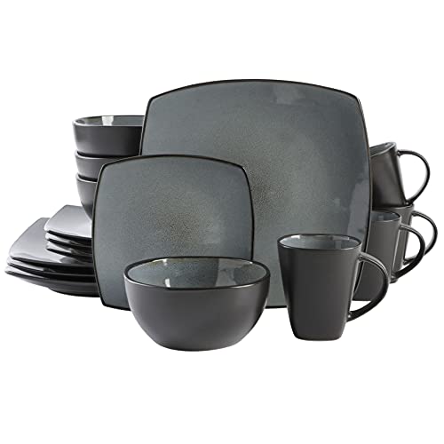 Gibson Soho Lounge Geschirrset aus Steingut mit reaktiver Glasur für 4 Personen, 16-teilig, Grau (Eclipse), Eclip von Gibson Soho Lounge