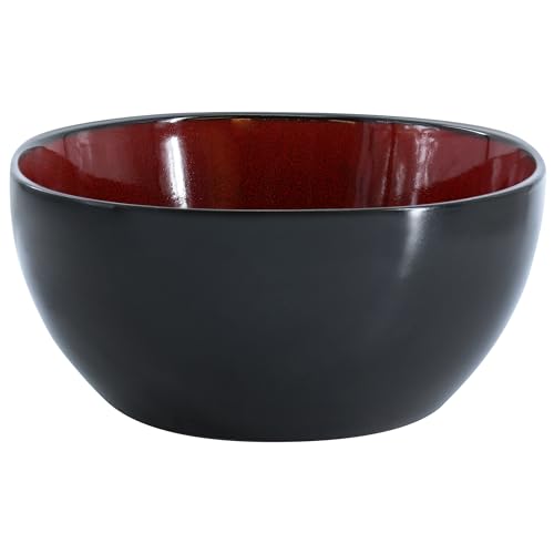 Gibson Home Urban Cafe 97225.01 Servierschale aus Steingut, 26,2 cm Durchmesser, Rot und Schwarz, Küchenzubehör von Gibson Home