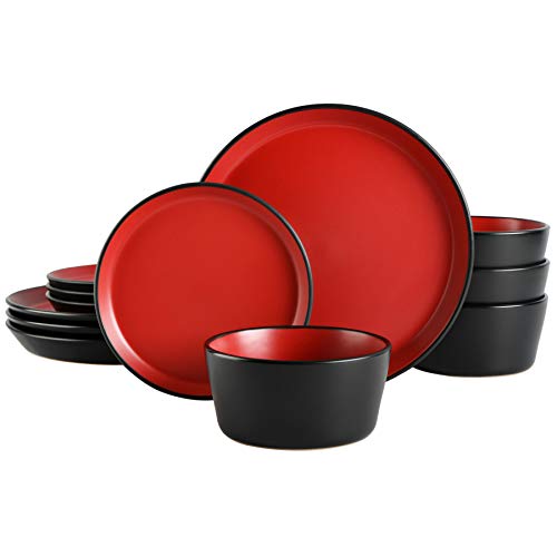 Gibson Soho Lounge 131520.12R Soho Coupe Essgeschirr-Set, Steinzeug, Red von Gibson Soho Lounge
