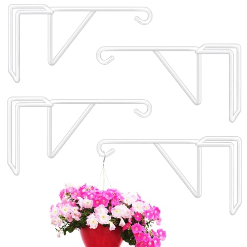 Gicare 4 Stück Vinyl Blumenampel Halterung, Schwerlast Haken für Blumenampel, Blumenhaken, Blumenampelhalter, Zaun Pflanzenhaken Garten Zaunhaken für Pflanzer Blumenkörbe Vogelhäuschen Laterne Outdoor von Gicare