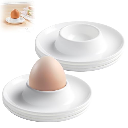 6er Set Eierbecher, Eierbecher aus Kunststoff Weiß, Lebensmittelqualität, Stapelbares Rundes Eierhalter-Set für Frühstück, Küche & Camping von Gicctyble