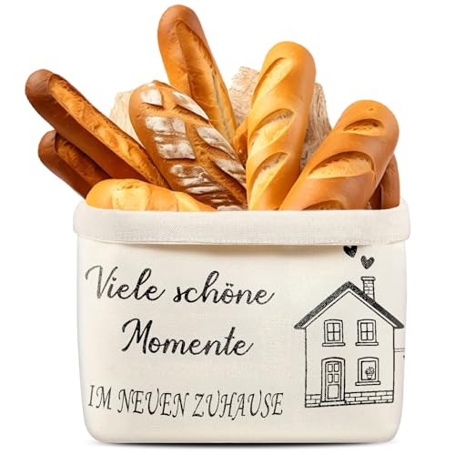Gicctyble Leinen Brotbeutel – Nachhaltige Brottasche 38×22×16 cm, wiederverwendbar & waschbar – Geschenk zum Einzug, Umzug, Einweihung – Brotbeutel mit Spruch „Viele schöne Momente im neuen Zuhause“ von Gicctyble