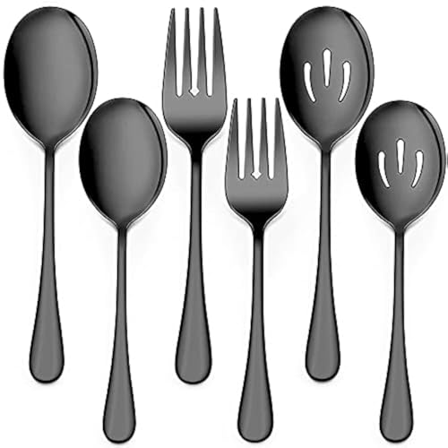 Gichusizy Servieren Edelstahl Buffet Catering Bankett ServierlöFfel Gabeln Set ServierlöFfel und Gabeln Set Schwarz von Gichusizy