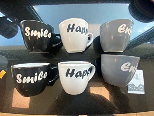 Gicos Import Export L.SIZ.Phrase Kaffeetasse Happy 851582, wie abgebildet von Gicos