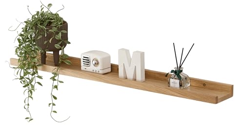 Gieanoo Bilderleiste Holz,60cm Eiche Regal Massiv Schweberegal Wandregal gewürzregal regalbrett Hängeregal Ideal für Wohnzimmer Schlafzimmer Badezimer von Gieanoo