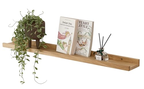 Gieanoo Bilderleiste Holz, 50cm Rustikales Eiche Massiv Schweberegal Wandregal gewürzregal Wand regalbrett Hängeregal für Wohnzimmer Schlafzimmer kinderzimmer von Gieanoo
