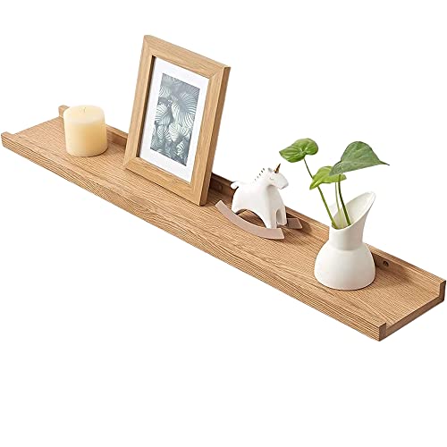 Gieanoo Bilderleiste Holz,100cm Eiche Regal Massiv Schweberegal Wandregal gewürzregal regalbrett Hängeregal Ideal für Wohnzimmer Schlafzimmer Badezimer (100cmx15cm) von Gieanoo