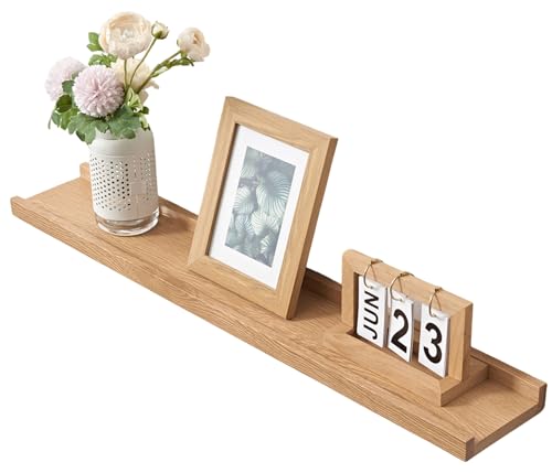 Gieanoo Bilderleiste Holz,80cm Eiche Wandregal Holz Regal Massiv Schweberegal gewürzregal regalbrett Hängeregal Ideal für Wohnzimmer Schlafzimmer Badezimer von Gieanoo
