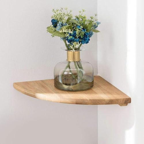 Gieanoo Eckregal Hängeregal, 18.5cm Eiche Massivholz Eckregal runde Enden Wandregal Holz Vintage Landhausstil Regal für Schlafzimmer Wohnzimmer Radius von Gieanoo