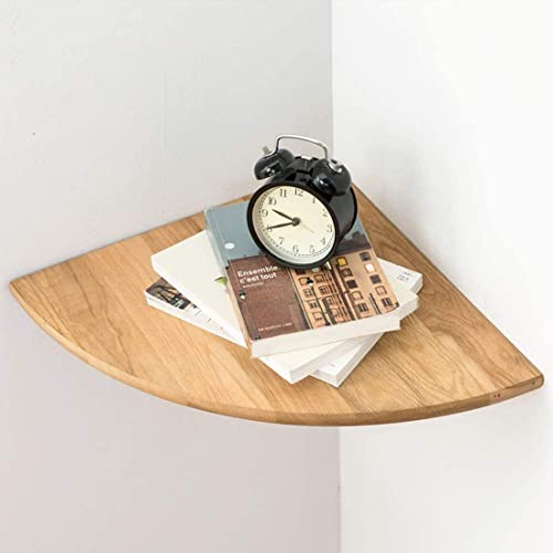 Gieanoo Eckregal Hängeregal, Eiche Massivholz Eckregal runde Enden Wandregal Holz Vintage Landhausstil Regal für Schlafzimmer Wohnzimmer Radius (Eiche, 40CM) von Gieanoo