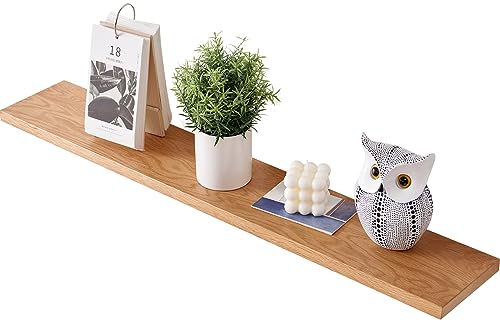 Gieanoo Schweberegal Holz, Wandregal Eiche 60cm Regalbrett Eiche Wandboard Gewürzregal Regalbrett für Badezimmer, Schlafzimmer, Wohnzimmer, Küche, Office, Waschküche,Natürlich von Gieanoo