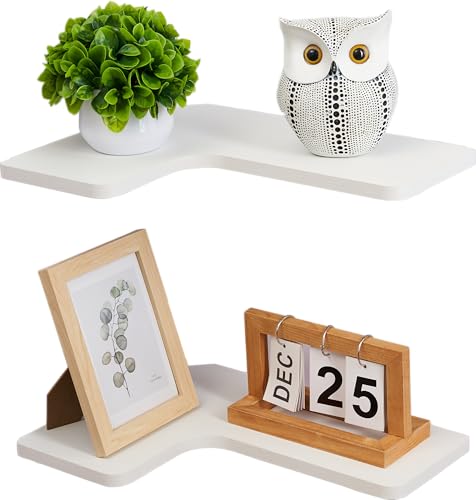 Gieanoo L-förmige Eckregal,2er Set 40cm Moderne Regale für wände Holz Eckregal Hängend Display Regal für Küche, Badezimmer, Wohnzimmer, Schlafzimmer(Weiß) von Gieanoo