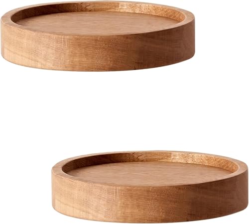 Gieanoo Wandregal Klein Holz, Eiche Massivholz Wandregal rund Schweberegal Holz pflanzenregal Wand Kleine Regale Wanddeko 2er Set Aufgewertete Metallbügel von Gieanoo