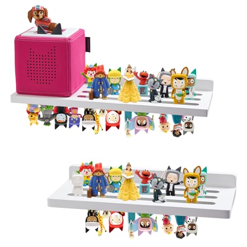 Gieanoo für Tonie Regal Mädchen,Toniebox Regal für 70-75 Weiß Zeichen Kiefer Holz Tonieregal Kompatibel Ladestation für für Kinderzimmer,Babyzimmer 2er-Satz von Gieanoo
