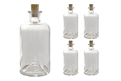 Giehl 5er Set - 500ml Apothekerflasche weiß inkl. 18mm Spitzkorken Leere Flaschen zum befüllen von Giehl