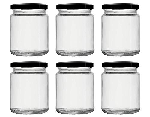 6x Weithalsglas 275ml inkl. 8 Deckel in Schwarz, Marmeladenglas Vorratsglas, Glas mit Twist Off Schraubverschluss 6x Weithalsglas 275ml inkl. 8 Deckel in Schwarz, Marmeladenglas Vorratsglas, Glas mit Twist Off Schraubverschluss von Giehl
