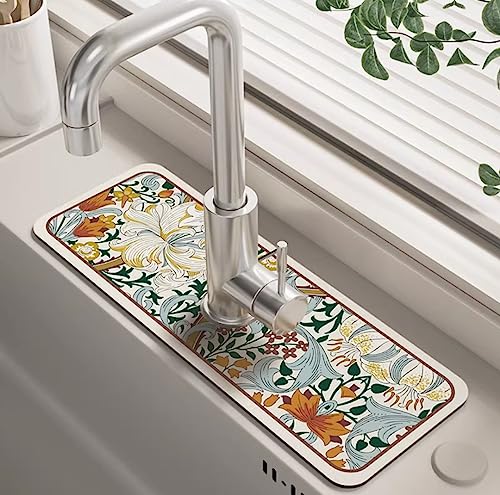 Gienslru 2023 New Fantasy Style Faucet Draining Mat, Self Absorbent Draining Mat for Kitchen Counter, Faucet Splash Catcher Countertop Absorbent Sink Protectors, for Bathroom & Kitchen (D) von Gienslru