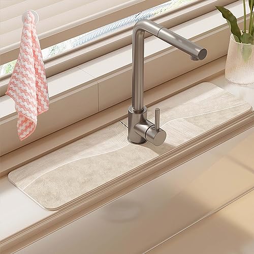 Gienslru 2023 New Fantasy Style Faucet Draining Mat, Self Absorbent Draining Mat for Kitchen Counter, Faucet Splash Catcher Countertop Absorbent Sink Protectors, for Bathroom & Kitchen (Q) von Gienslru