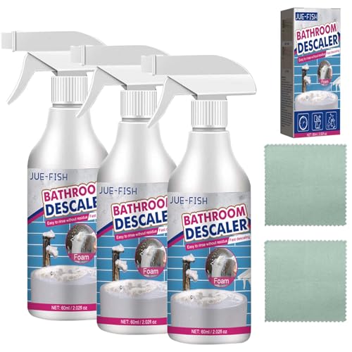Gienslru Acssart Bathroom Descaler, 2.1oz Jue-Fish Bathroom Descaler, Bathroom Descaler Stubborn Stains Cleaner, All-Purpose Bathroom Descaler Foam Spray, with Clean and Care Accessories (3pcs) von Gienslru