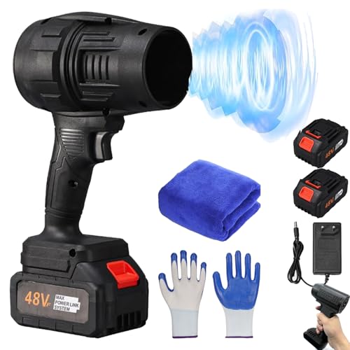 Gienslru Yiicoong Cordless Blower, Yiicoong Super Powerful Cordless Blower, Turbo Jet Blower, Cordless Turbo Super Power Air Duster, Handheld Leaf Blower for Yard and Car Cleaning (Black-2 Battery) von Gienslru