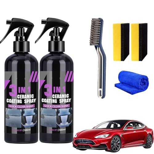 High Protection Fast Nano Ceramic Coating Spray, 3-in-1 High Protection Fast Auto Ceramic Coating Spray, Car Wax Polishing Sp-ray, Car Scratch Nano Repair Sp-ray (2 Pcs-100ml) von Gienslru