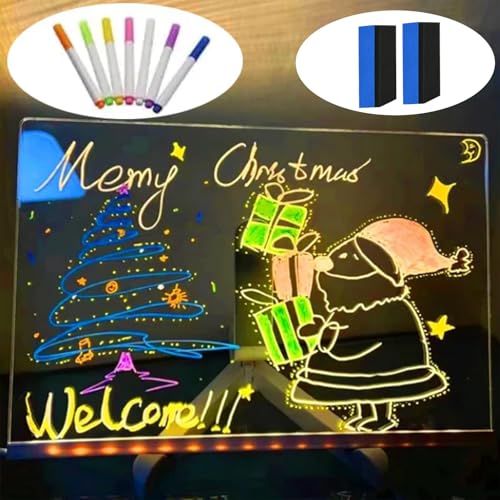 Kreatives wiederbeschreibbares LED-Nachrichtenbrett aus Acryl, LED-Nachrichtenbrett aus Acryl, LED-Notizbrett mit 7 Farben, LED-Nachrichtenbrett aus Acryl mit Farben (5.9"x5.9") von Gienslru