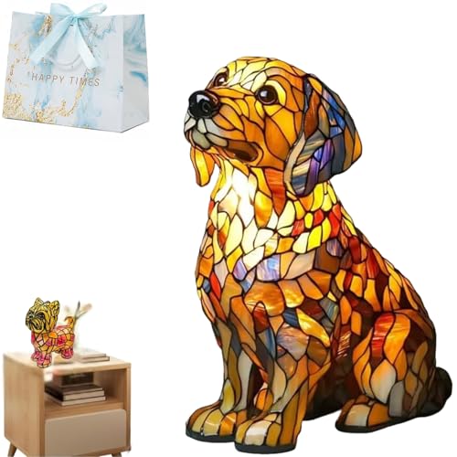 Leuchthund Lampe, Harz Lampe, Hundelampe - Handgefertigte Lam-pe, Gartenstadl Leuchthund - Handgefertigte Lam-pe, Haustier-Dekolampe für Katzen-Hundelampe (Golden Retriever) von Gienslru