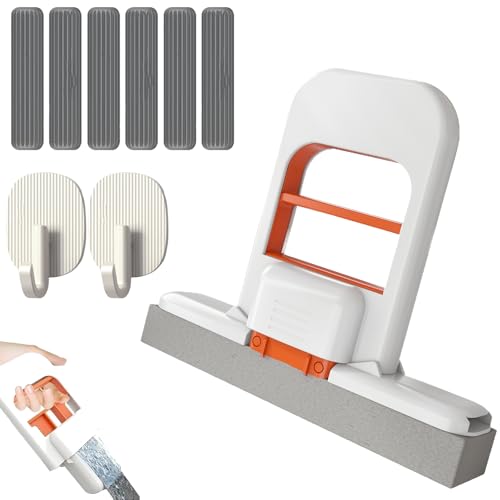 Mini Foldable Desktop Mop, Mini Faltbarer Tischmopp, Wet and Dry Use Cleaning System, Handwaschbare Desktop, für Desktop Glas Badezimmer Küchen Tisch Badezimmer (1 Mop+1 Einzelnes Kollodium) von Gienslru