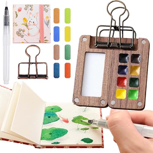 Nano Palette Aquarellfarben - Komplettes Nanopalette Set, Künstler-Reiseset, 2025 Neues Mini-Aquarell-Set Mit Binderclips (B) von Gienslru